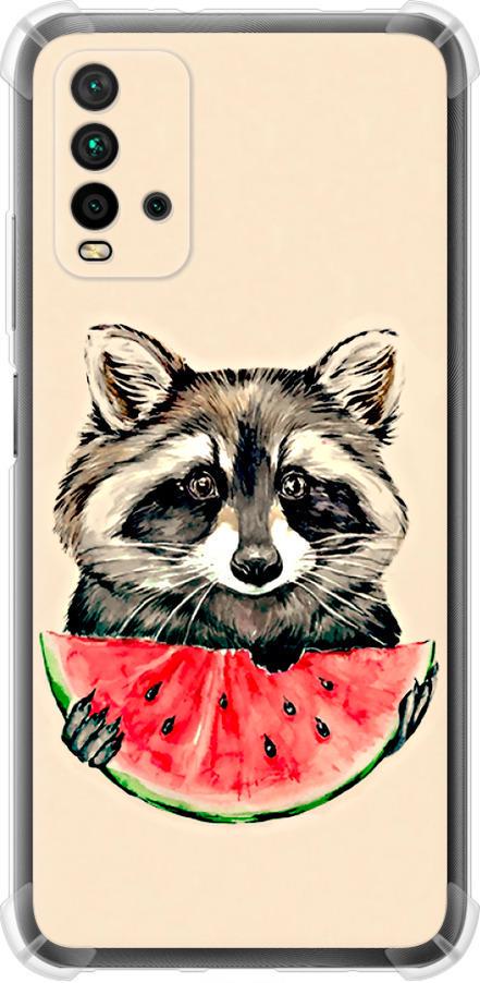 Чехол на Xiaomi Redmi 9T Енотик с арбузом (4605sp-2257-42517)