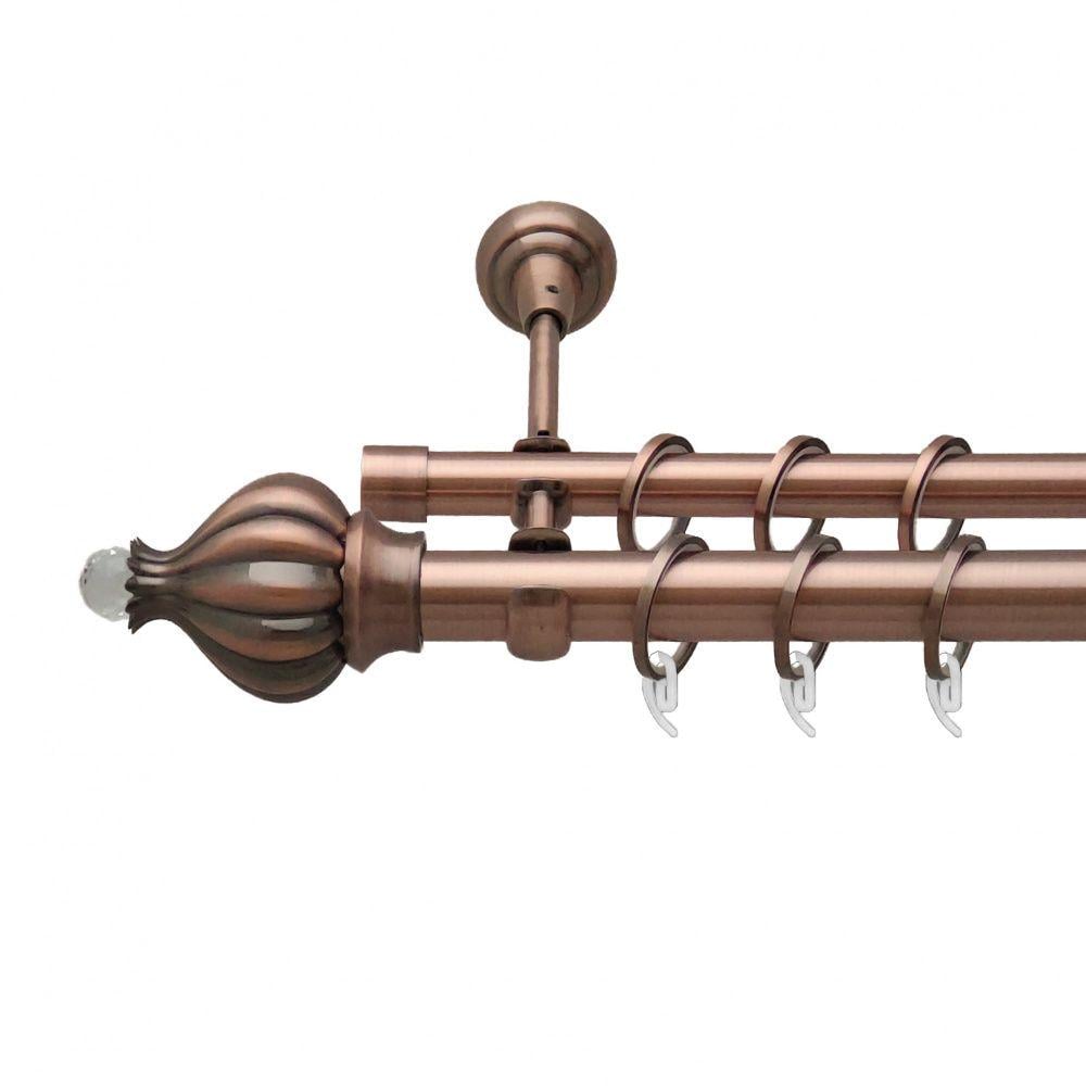 Карниз металлический Orvit Таджа-Кристалл двухрядный открытый/гладкая труба/кольцо фасонное металлическое Медь 25/16 мм 300 см (6948919)