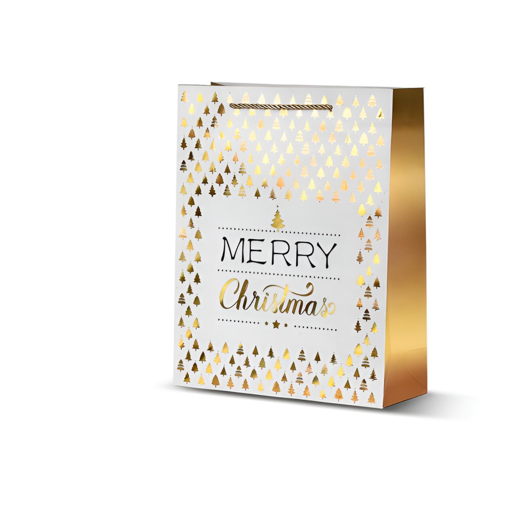 Подарочный пакет Stenson Christmas Notes 18х23х8 см Белый с золотым (R33015-S)