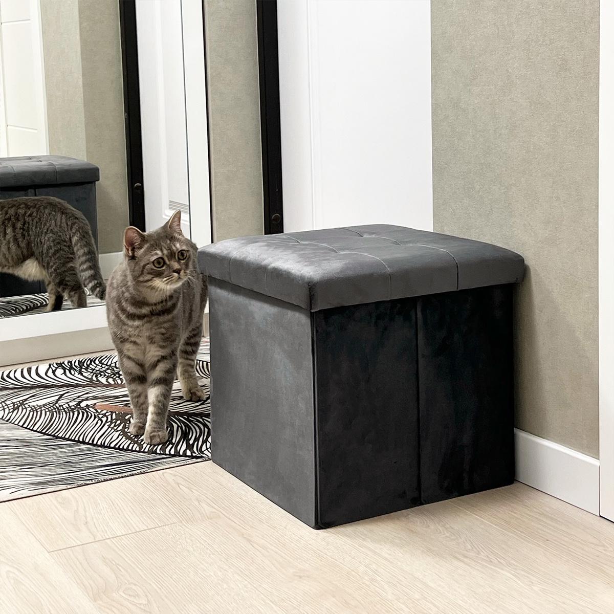 Пуф для зберігання велюровий MVM TH-05 Сірий (TH-05 GRAY) - фото 11