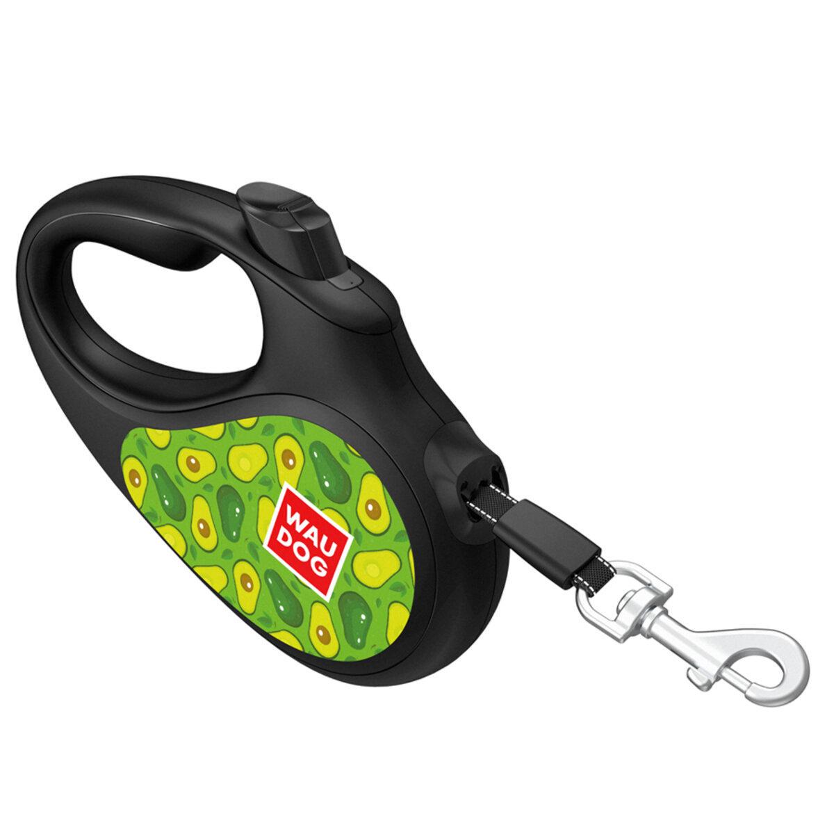 Поводок-рулетка для собак Waudog R-leash Авокадо со светоотражающей лентой S до 15 кг 5 м Черный (8124-0048-01 Col)