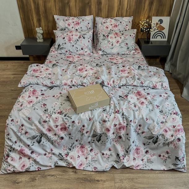 Постільна білизна Lelit полікотон сімейний Світло-сірий з рожевим (P-0094)