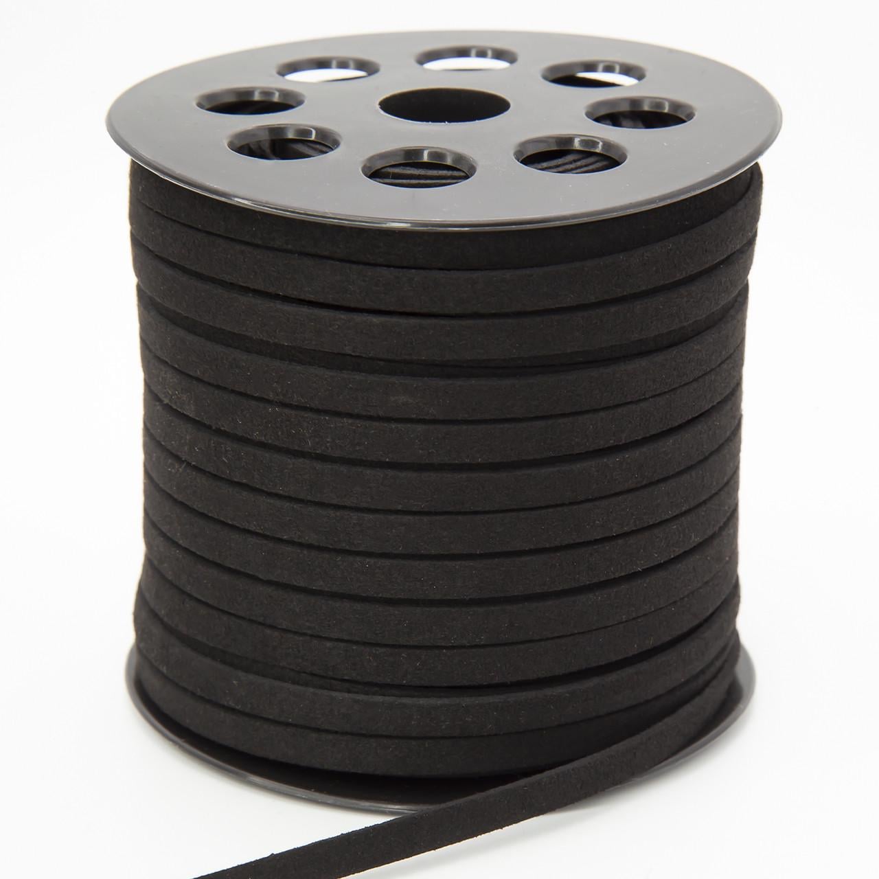 Шнур замшевый плоский 5х2 мм 1 м Черный (ШК5014з06)