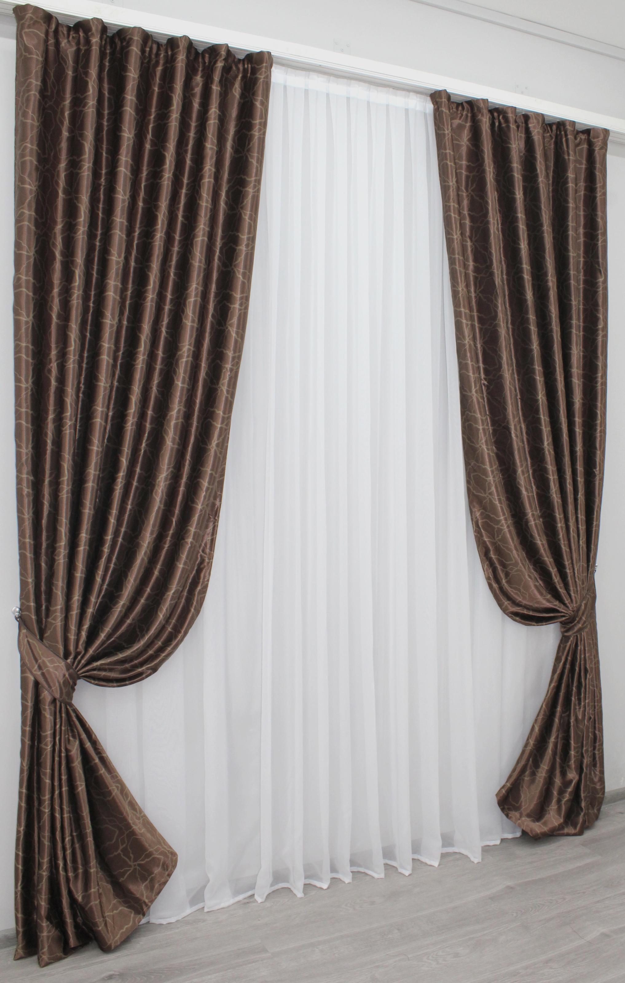 Комплект штор VR-Textil № 934ш А блэкаут 150х280 см 2 шт. Коричневый (30-783)