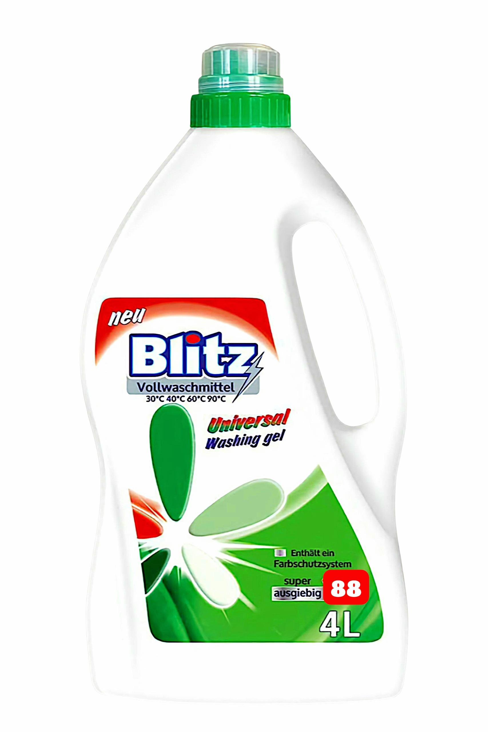 Гель для стирки белых черных и цветных вещей Blitz Universal Vollwaschmittel 88 циклов стирки 4 л (300025)