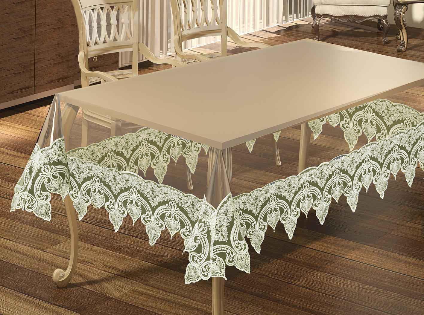 Силиконовая скатерть с кружевом Maison Royale 160x220 Lukka Krem (CN3523) Силиконовая скатерть с кружевом Maison Royale 160x220 Lukka Krem (CN3523)