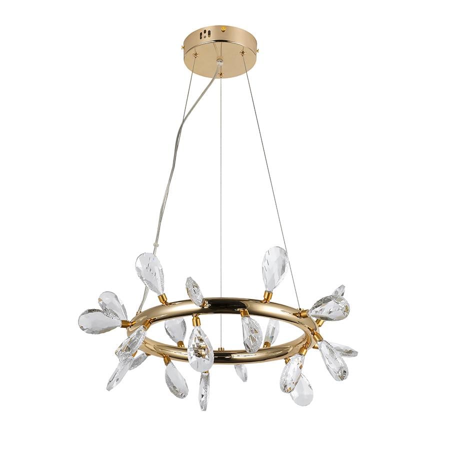 Люстра подвесная светодиодная Levistella 7856601-21 500FGD+CL Кольцо с хрустальными лепестками LED Золотой (2659179375)