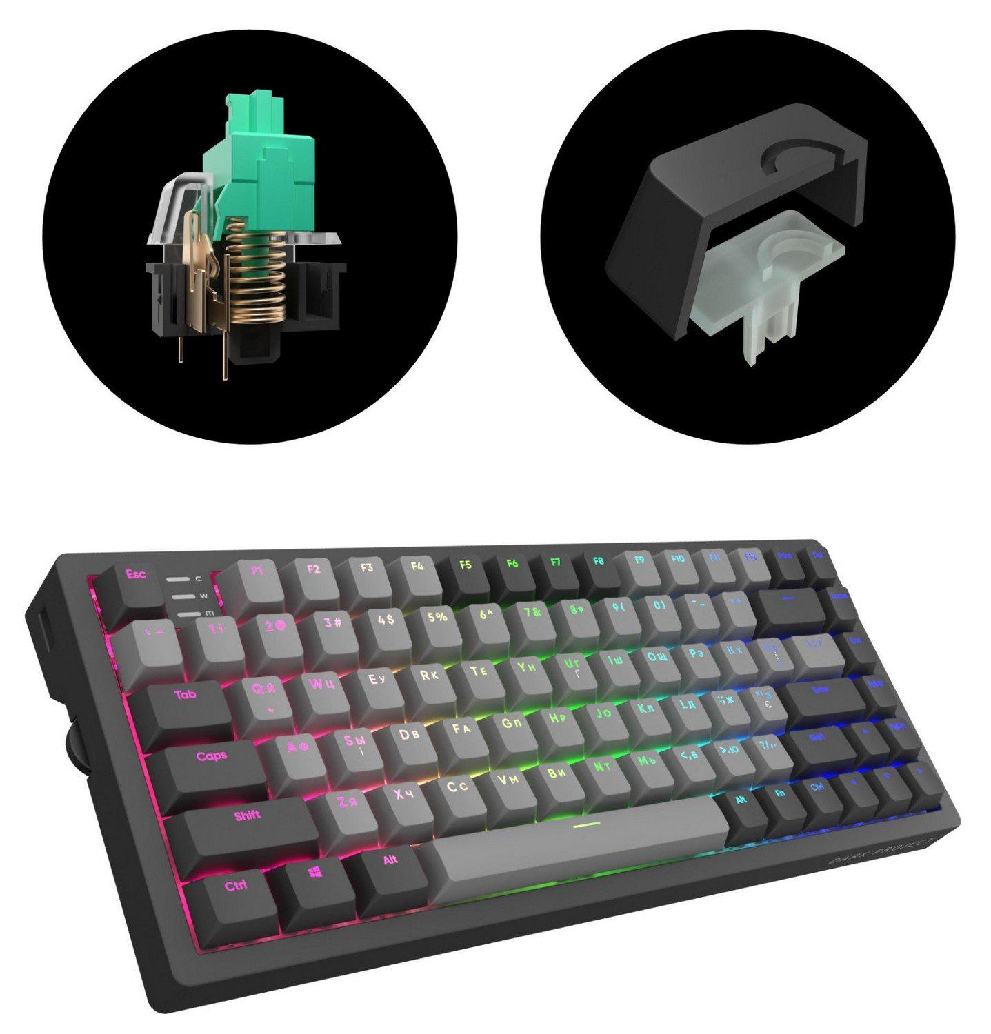 Клавіатура Dark Project KD83A PBT Mechanical Gateron Cap Teal Black (DP-KD-83A-004100-GTC) - фото 5
