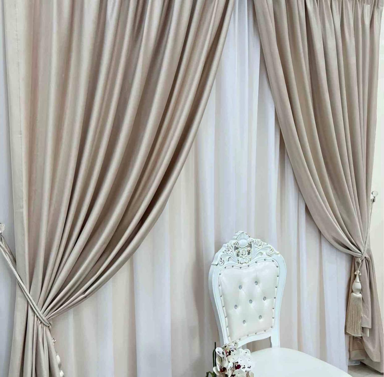 Штора велюрова на тасьмі 6 см 150х270 см Світло-бежевий (6319-N2-T43) - фото 3 Штора велюрова на тасьмі 6 см 150х270 см Світло-бежевий (6319-N2-T43) - фото 3