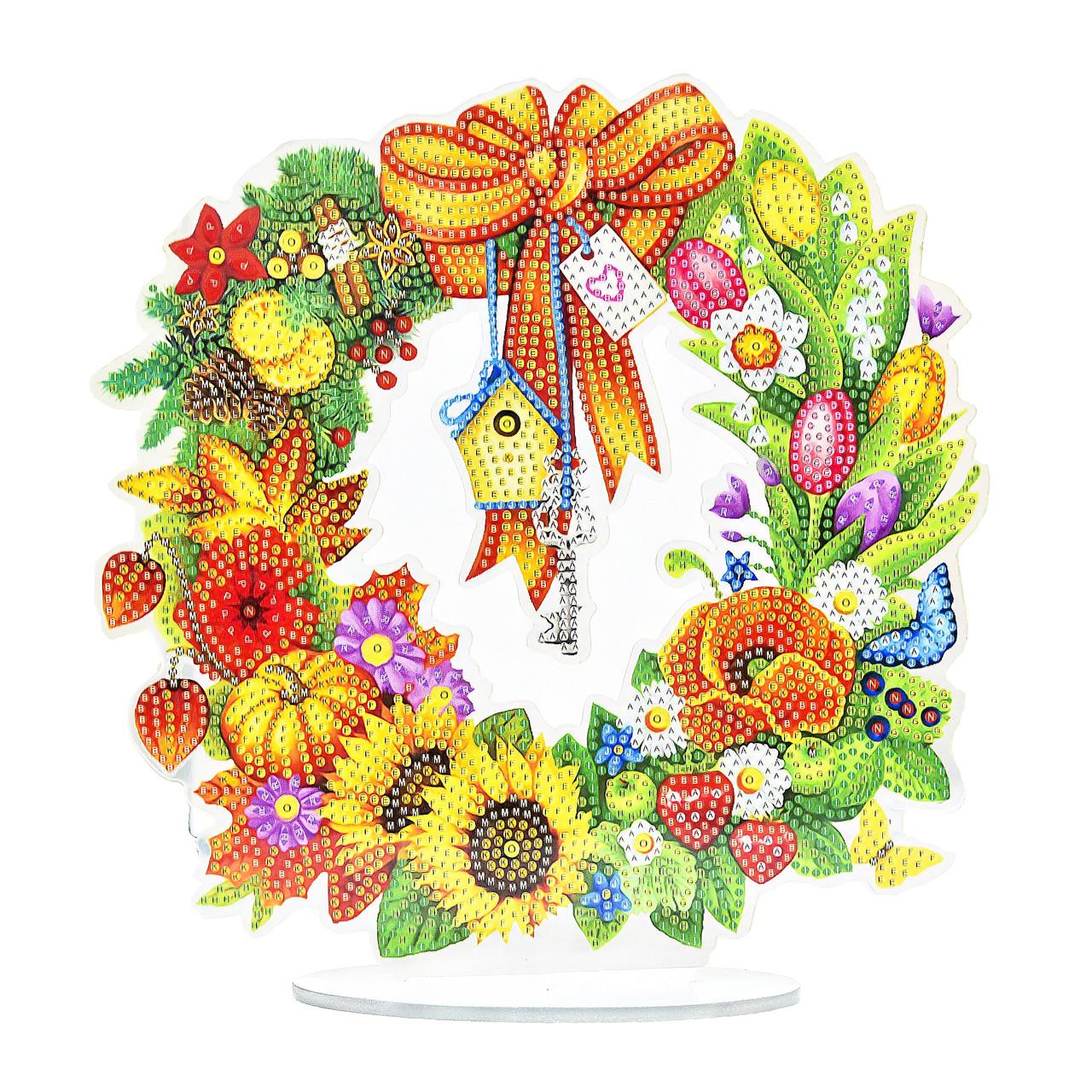 Алмазна мозаїка Strateg Віночок-Цілий рік на підставці 25х25 см (YKLZ16354)