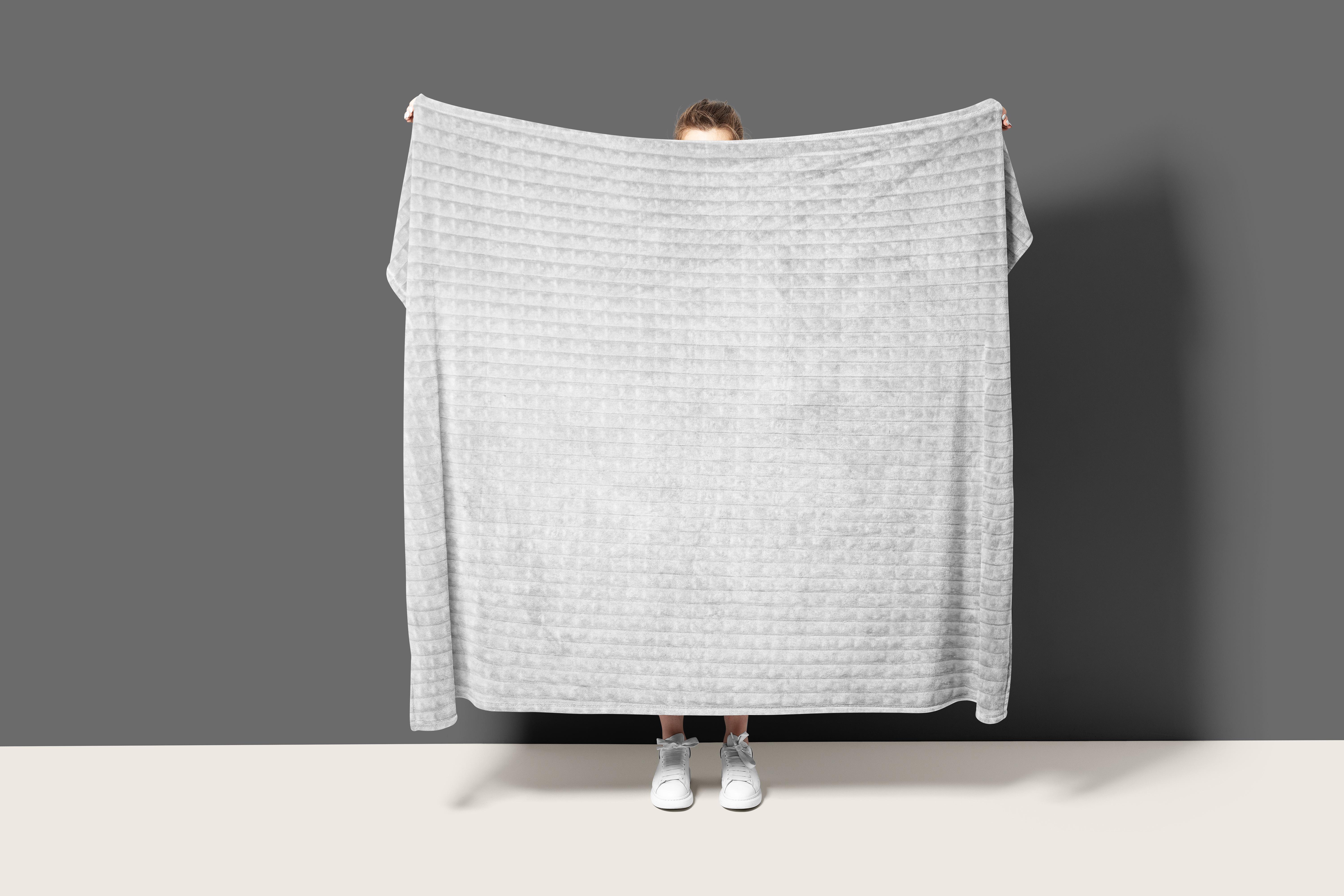 Плед плотный флисовый Квадратик 230х230 см Бело-серый (F-2703white/x230)