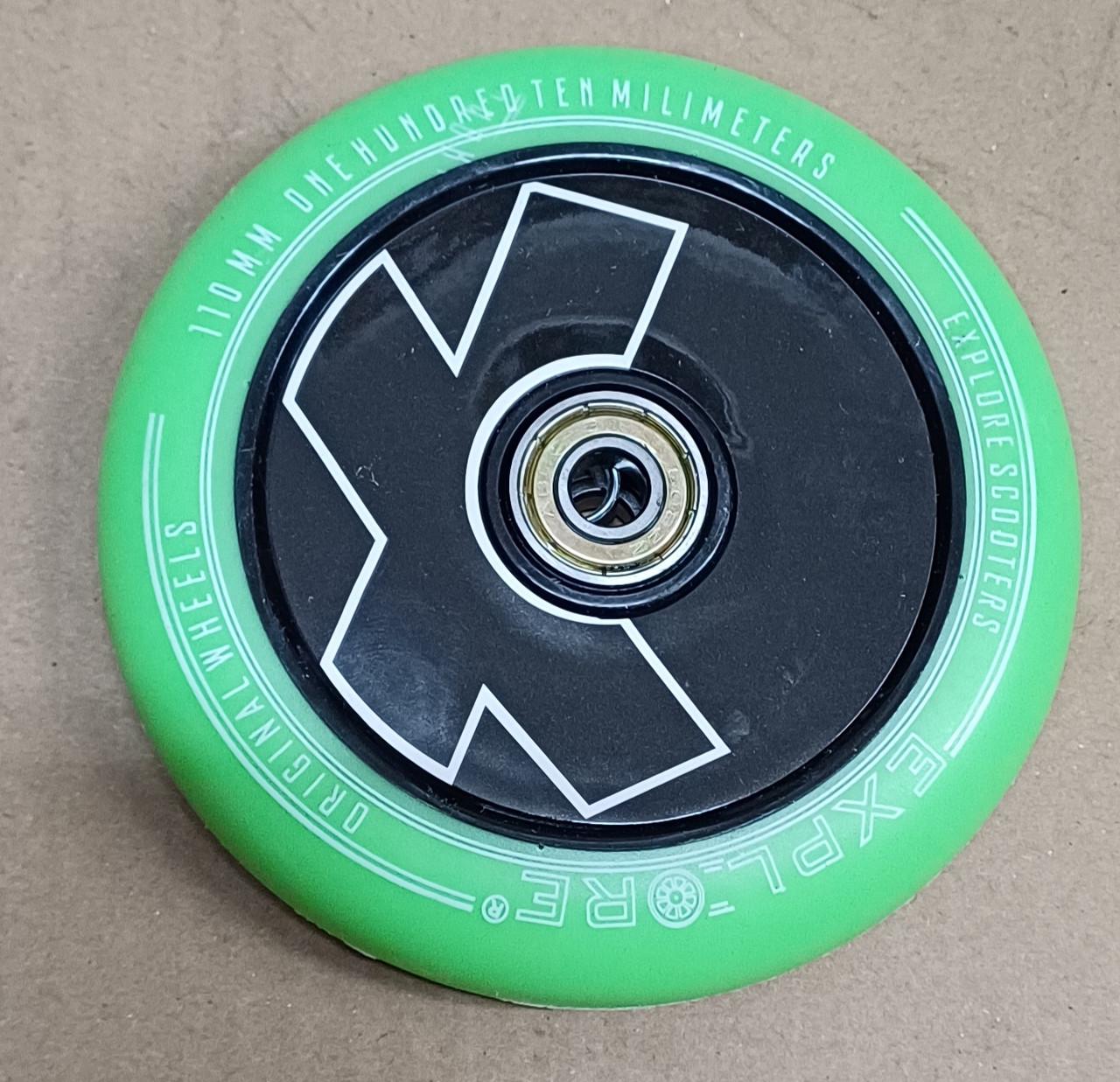 Колеса для трюкового самокату Explore 110 мм литий диск Зелений