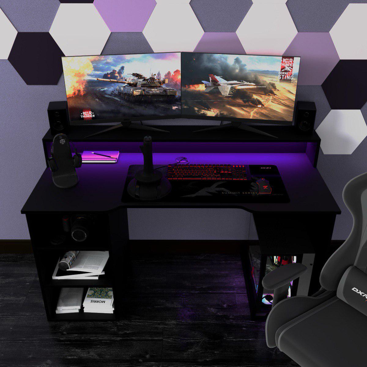 Компьютерный стол Mebellini Маршал NEW 1300х710/860х600 мм Черный (арт.SKEP1000-173) - фото 2 Компьютерный стол Mebellini Маршал NEW 1300х710/860х600 мм Черный (арт.SKEP1000-173) - фото 2