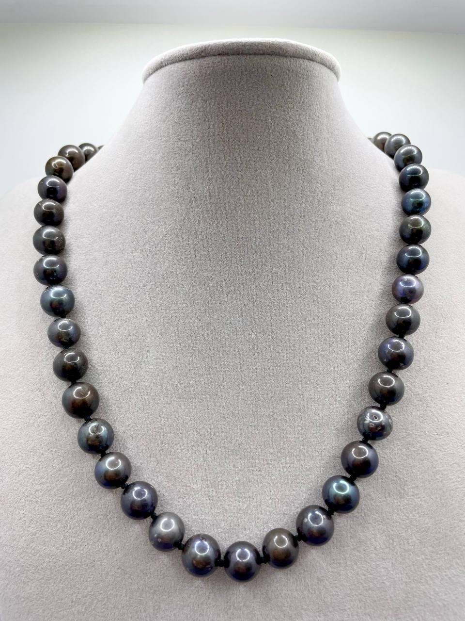 Бусы жемчуга 9-9,5 мм 45 см Черный (9263)