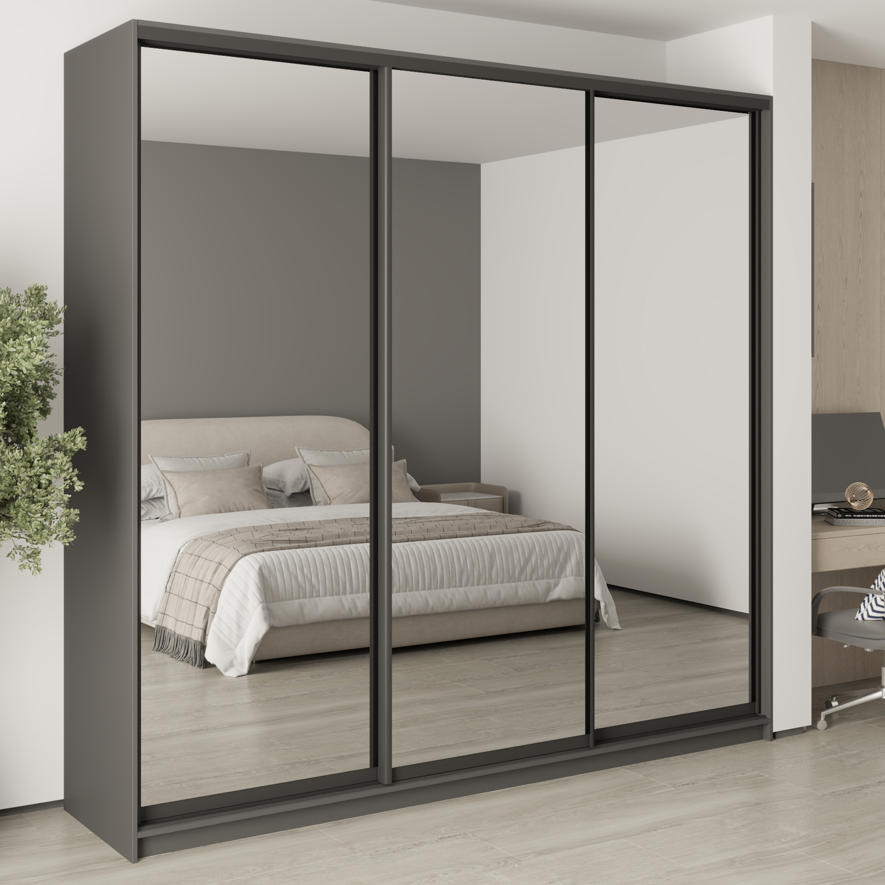 Шкаф-купе трехдверный Mebel Star Комбо BG MBS-9805 250х60х240 см Антрацит (1009794)