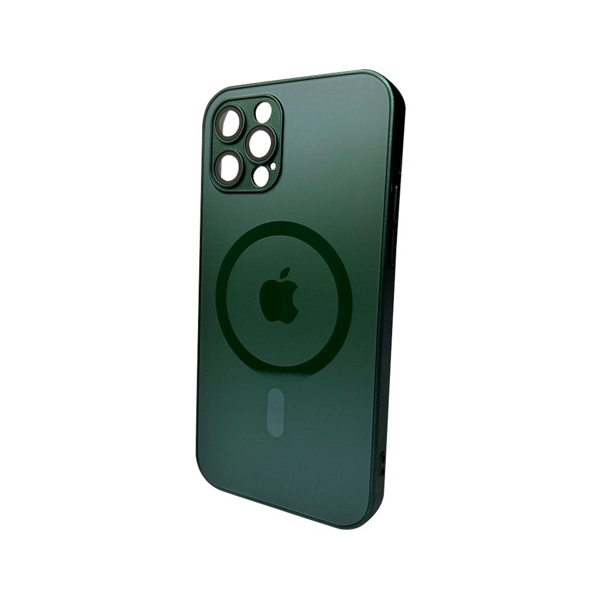 Противоударный чехол для Apple iPhone 12 Pro Max AG Glass Matt Frame Color MagSafe / Cangling Green