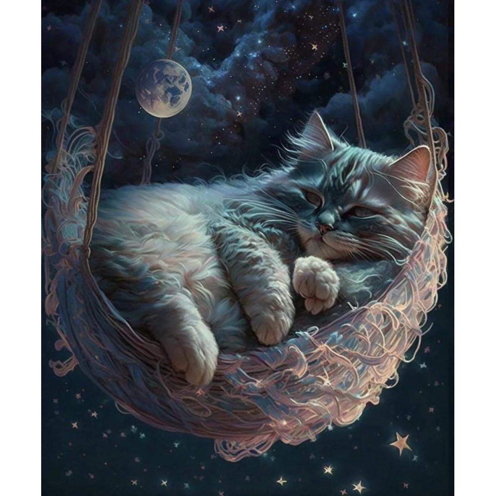Алмазная мозаика Dreamtoys Звездный сон котика 30x40 см (S20032)