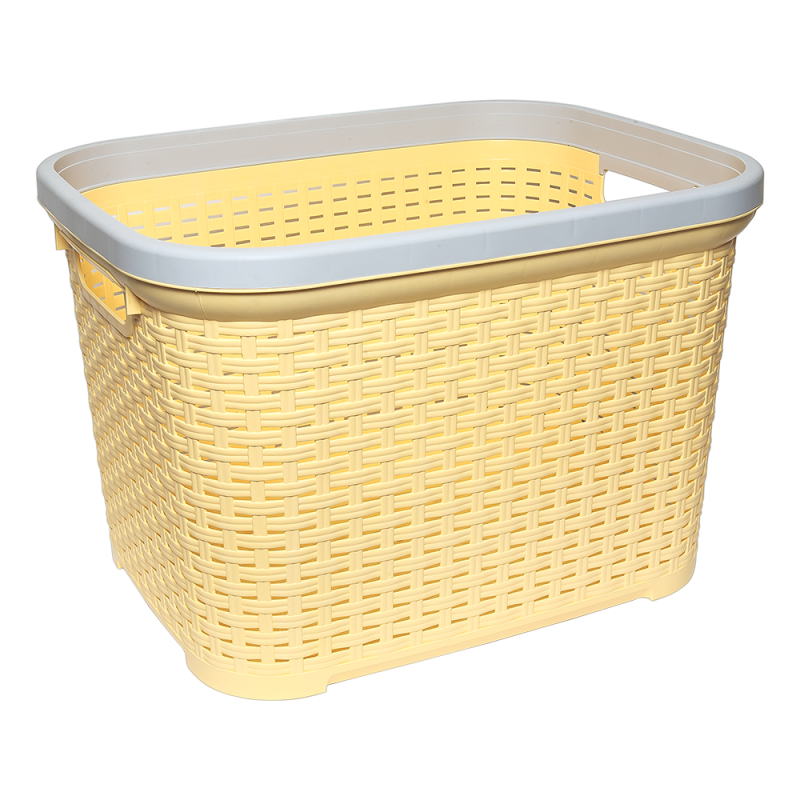 Корзина для белья Irak Plastik под ротанг 35 л 2 шт. Желтый (5559)