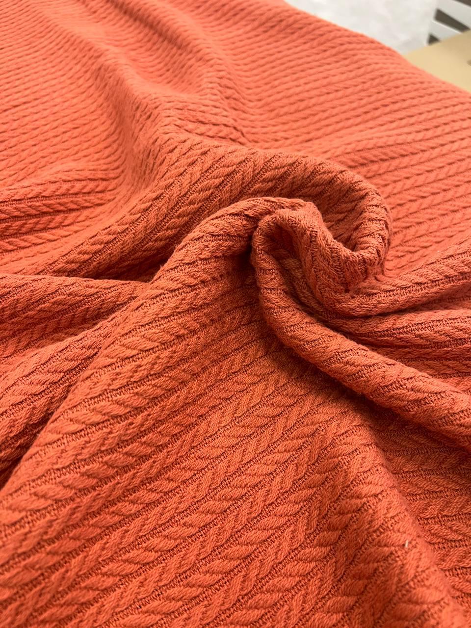 Покривало плетене Bysungur косичка з товстої бавовни 220х240 см Цегляний (29108991) - фото 2