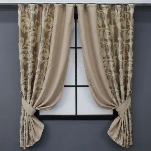 Комплект штор 1,15х1,7 м 2 шт. Кофейный/Бежевый (032дк) Комплект штор 1,15х1,7 м 2 шт. Кофейный/Бежевый (032дк)