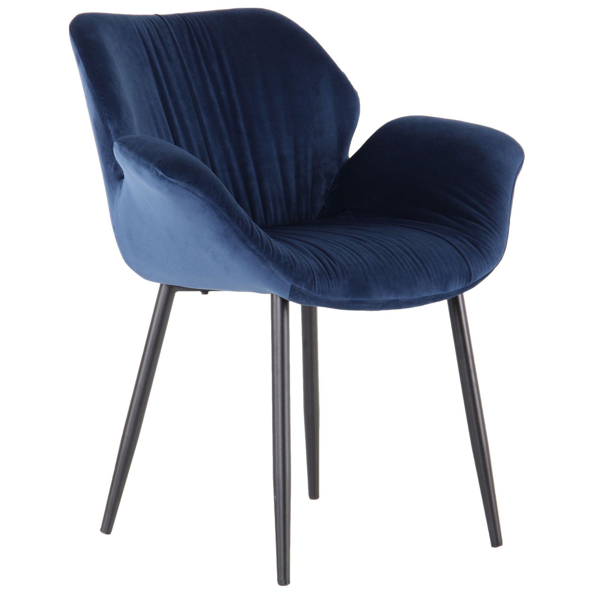 Крісло AMF Alphabet M з металу та тканини велюр Чорний/Синій (547270)