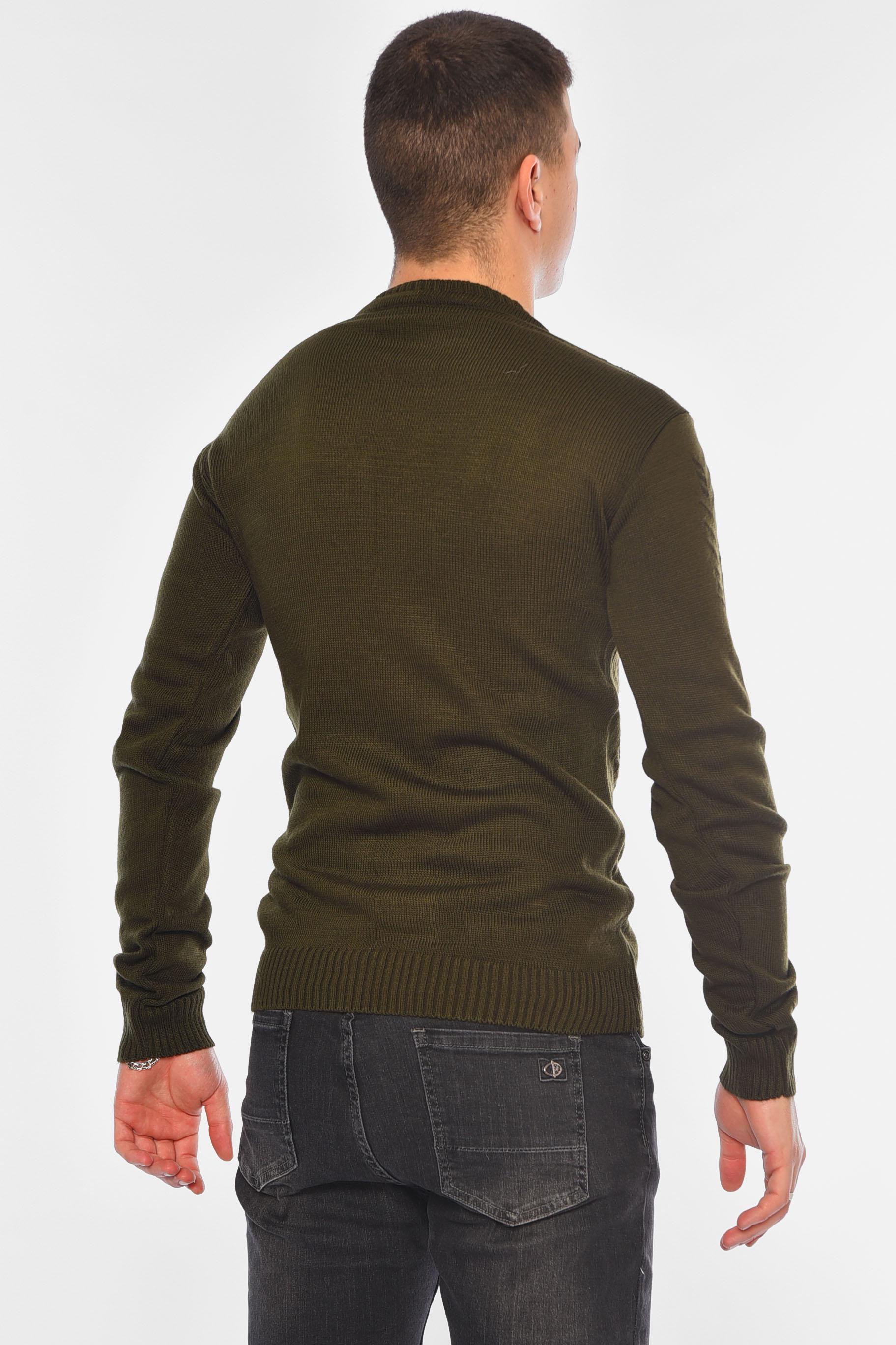 Светр чоловічий однотонний XL Темно-зелений (194525) - фото 3 Светр чоловічий однотонний XL Темно-зелений (194525) - фото 3