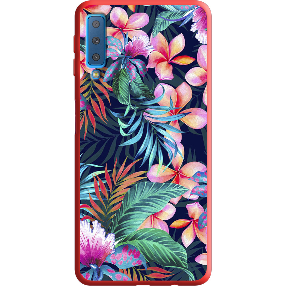 Чехол Boxface Samsung A750 Galaxy A7 2018 flowers in the tropics Красный силикон (35481-up1971-36138)