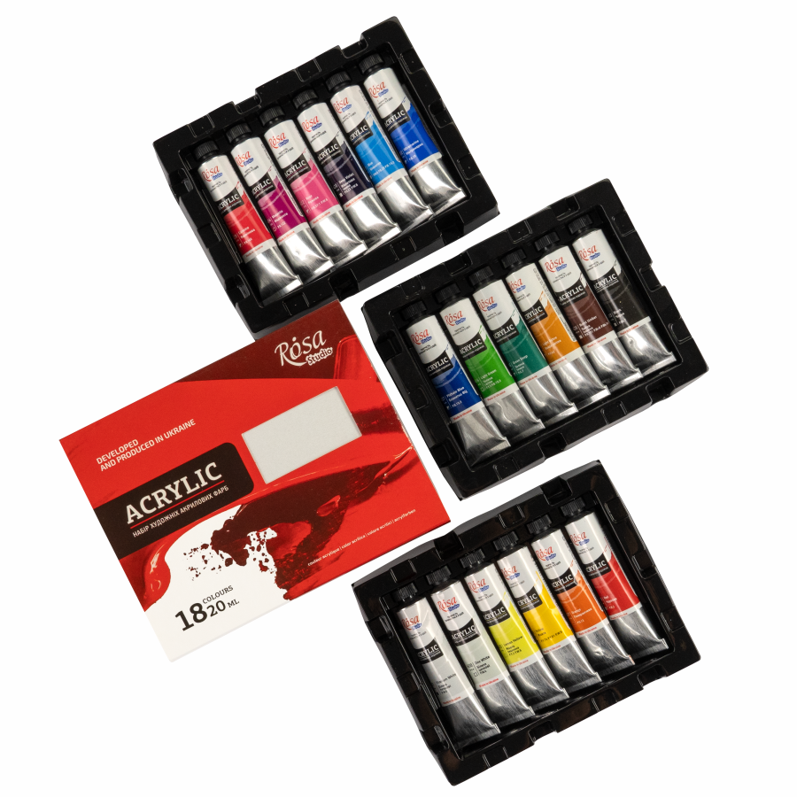 Набор акриловых красок ROSA Studio 9074770 18х20 мл (4823098538134) - фото 2 Набор акриловых красок ROSA Studio 9074770 18х20 мл (4823098538134) - фото 2