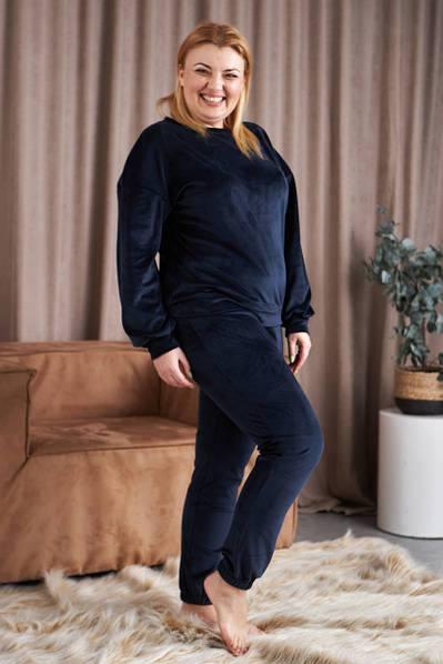 Пижама женская с брюками велюр р. 54 Синий (96756896)