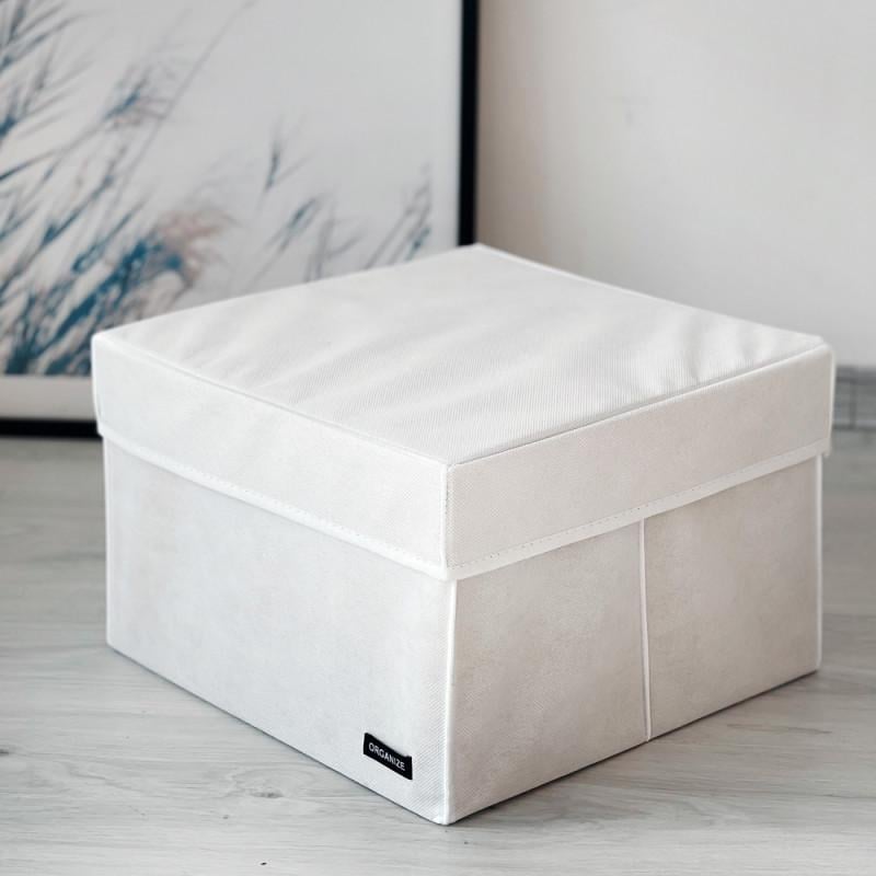 Коробз кришкою для зберігання речей L Білий (Hy-L-kr-wh) - фото 1