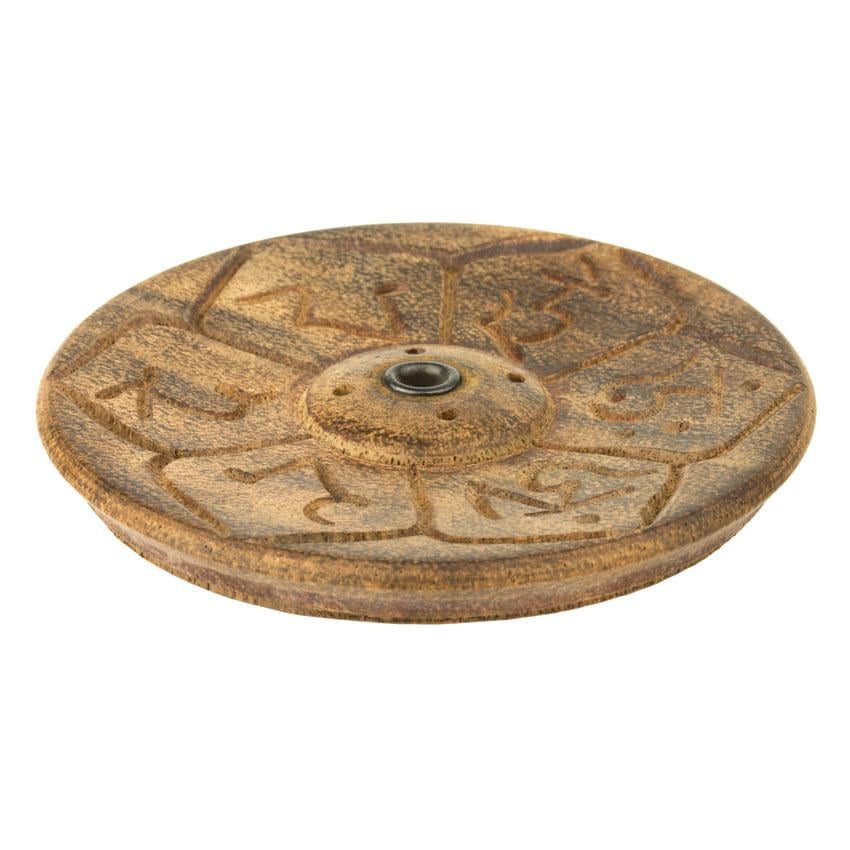 Подставка для благовоний Темное дерево ручная работа Лотос и Мантра Мани 7х7х1 см (27946)