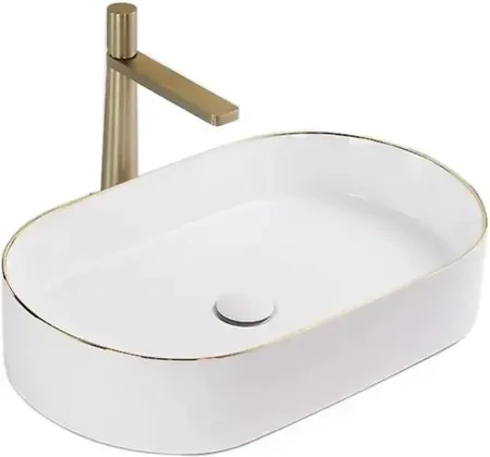 Умывальник Rea Nadia White Gold Edge 61x38,5 см (ReaU1063)
