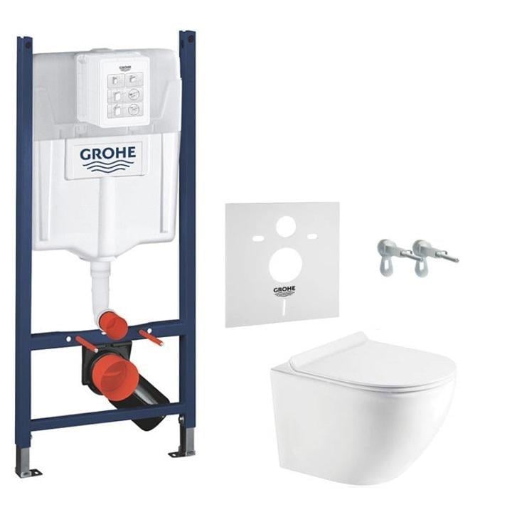 Комплект инсталляции Grohe Rapid SL с подвесным унитазом Round Tornado Smart Slim Duroplast/Soft-close (BKRO3884000GE)