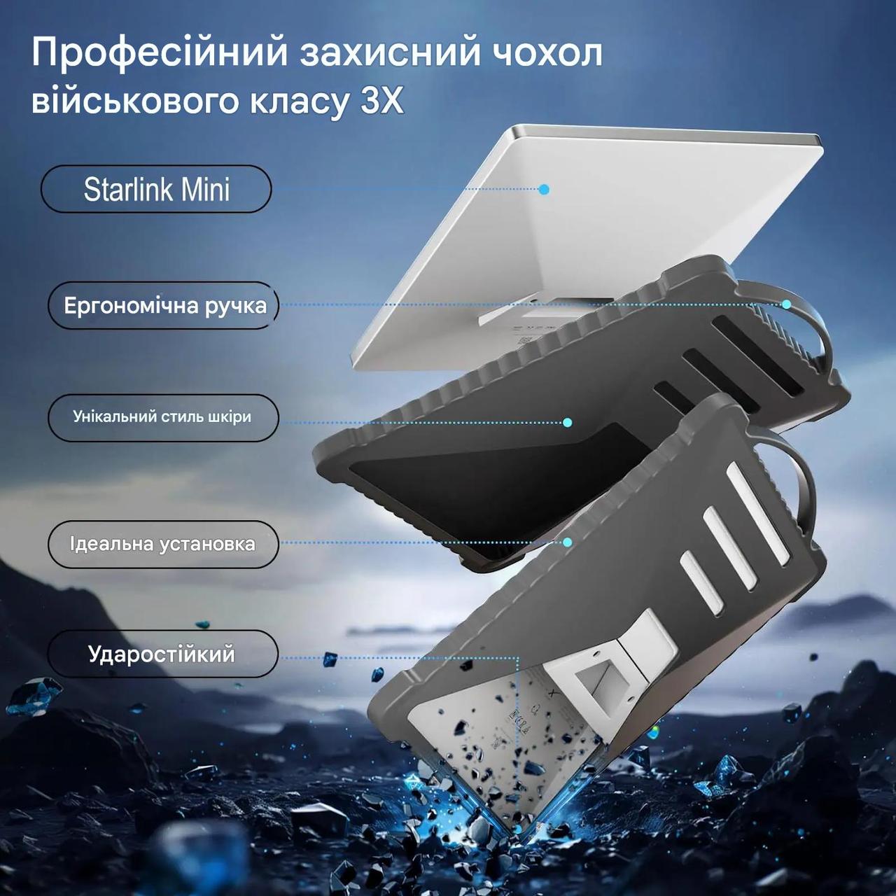 Чохол-кейс захисний для Starlink Mini з ручкою Чорний (2642700339) - фото 9
