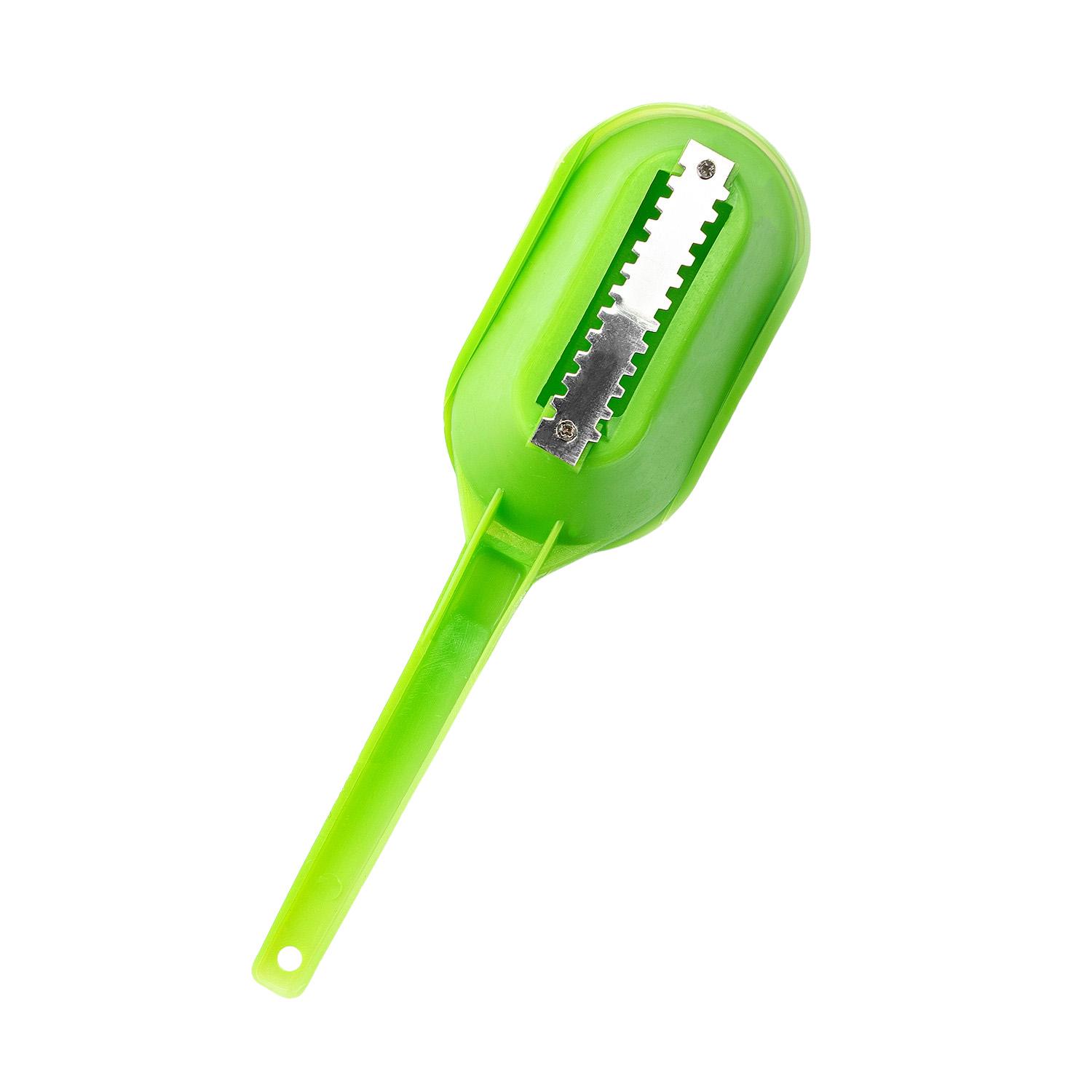 Рыбочистка пластиковая с контейнером 20 см Зеленый - фото 2