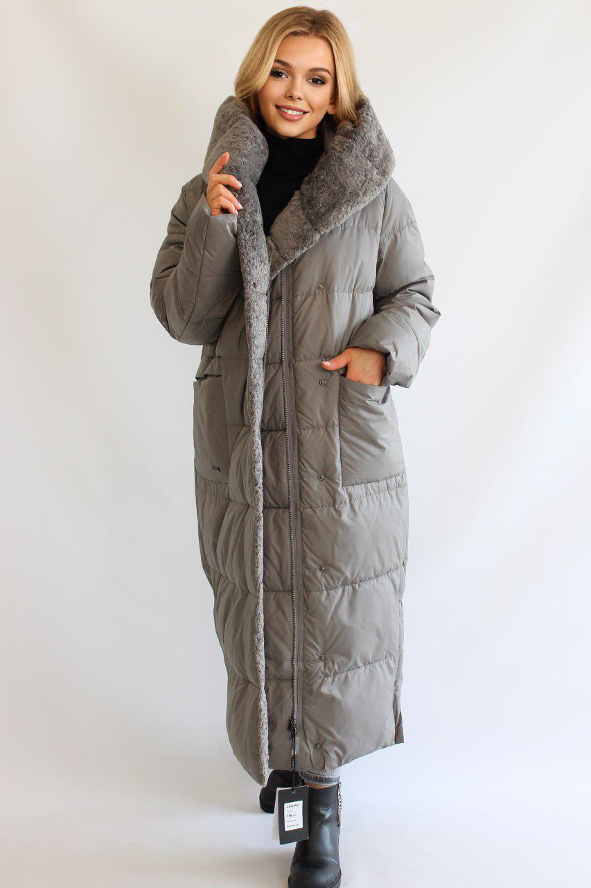 Пуховик на овчине Lora Duvetti р. 58 Серый (617m\58) - фото 2 Пуховик на овчине Lora Duvetti р. 58 Серый (617m\58) - фото 2