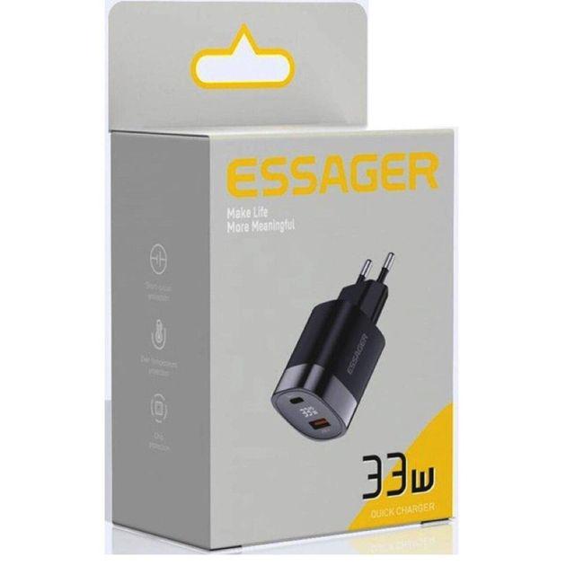 Зарядний пристрій Essager Lingyun 33W GaN Digital Display Travel Charger A+C EU - фото 6