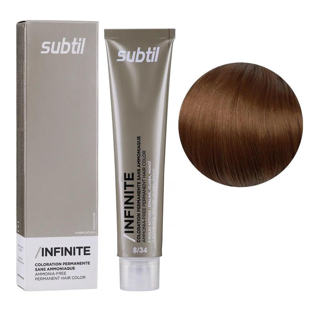 Крем-краска безаммиачная для волос Subtil Infinite Permanent Hair Color 8.34 Светлый золотистый медный блондин 60 мл