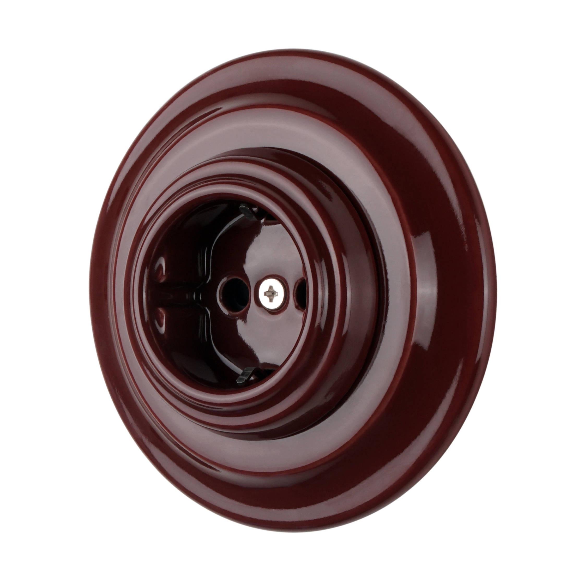 Розетка-ретро Keruida скрытого монтажа с рамкой с заземлением Коричневый (50821)