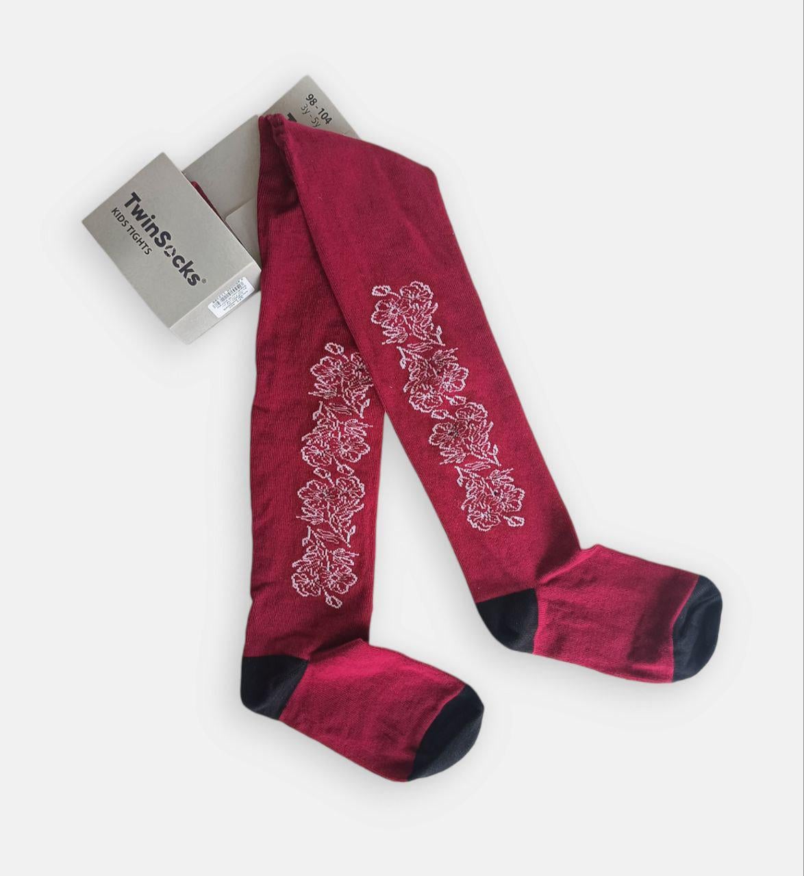 Колготки для девочки TwinSocks р-18 Цветочек 110-116 см Вишневый (12294567)