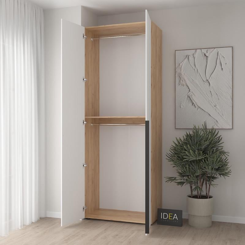 Шафа для одягу Idea С-7.1 з двома штангами Дуб крафт/Білий (1818) - фото 2
