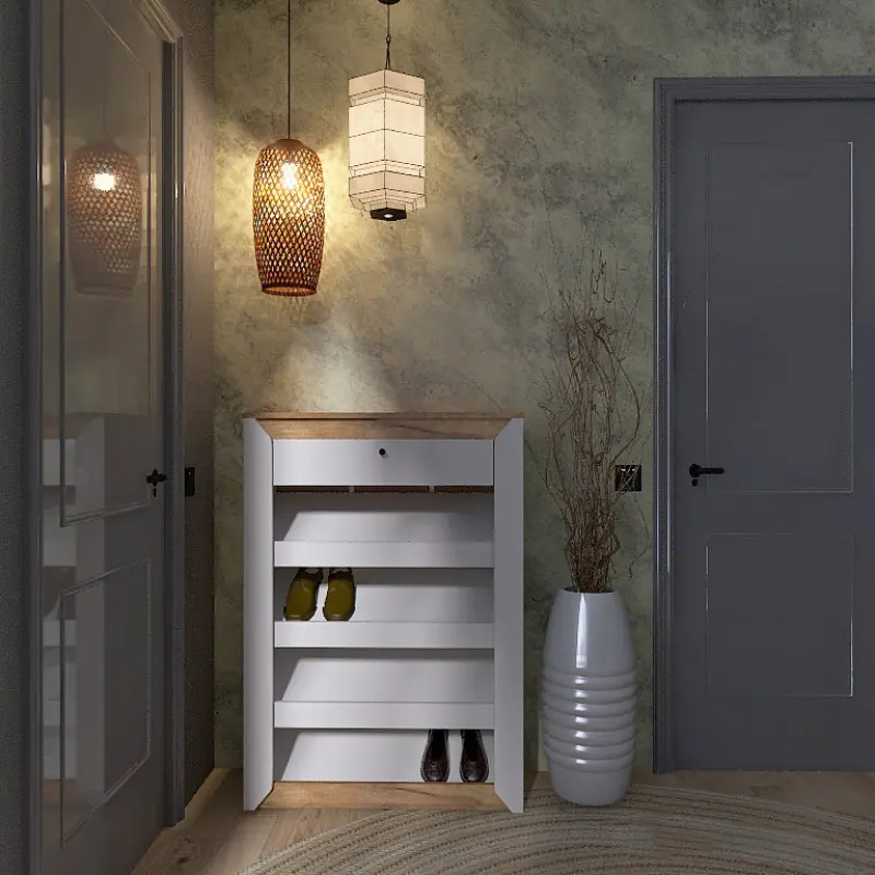 Тумба для обуви Эверест Нордик 800 Белый/Дуб крафт золотой (26843888) - фото 2