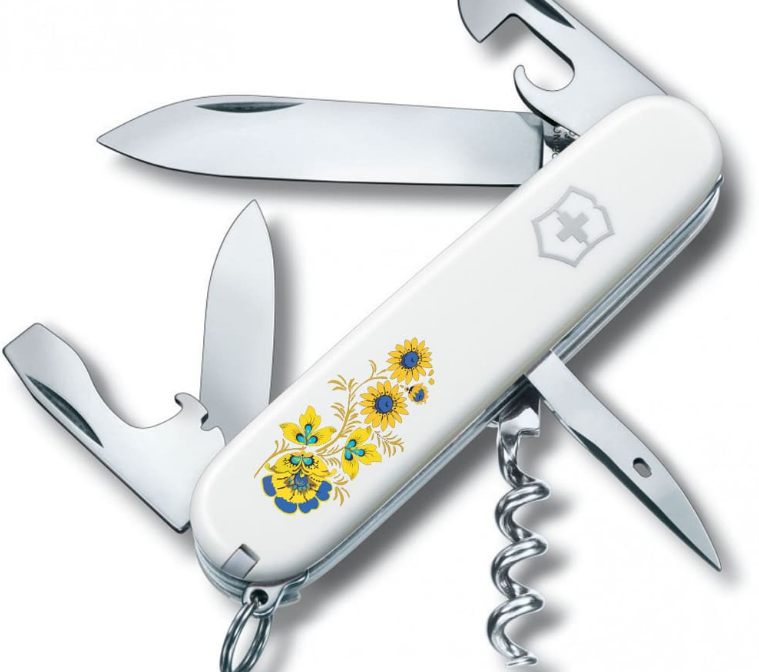 Ніж складаний швейцарський Victorinox Spartan Army з емблемою Квіти 12 функцій 91 мм Білий (560590)