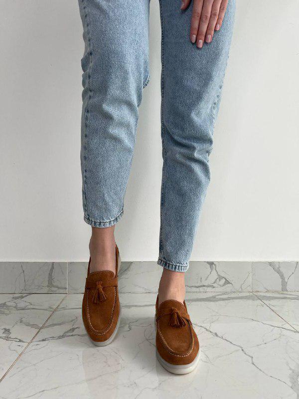 Лоферы женские замшевые на низком ходу р. 38 Рыжий (8526-5/38)