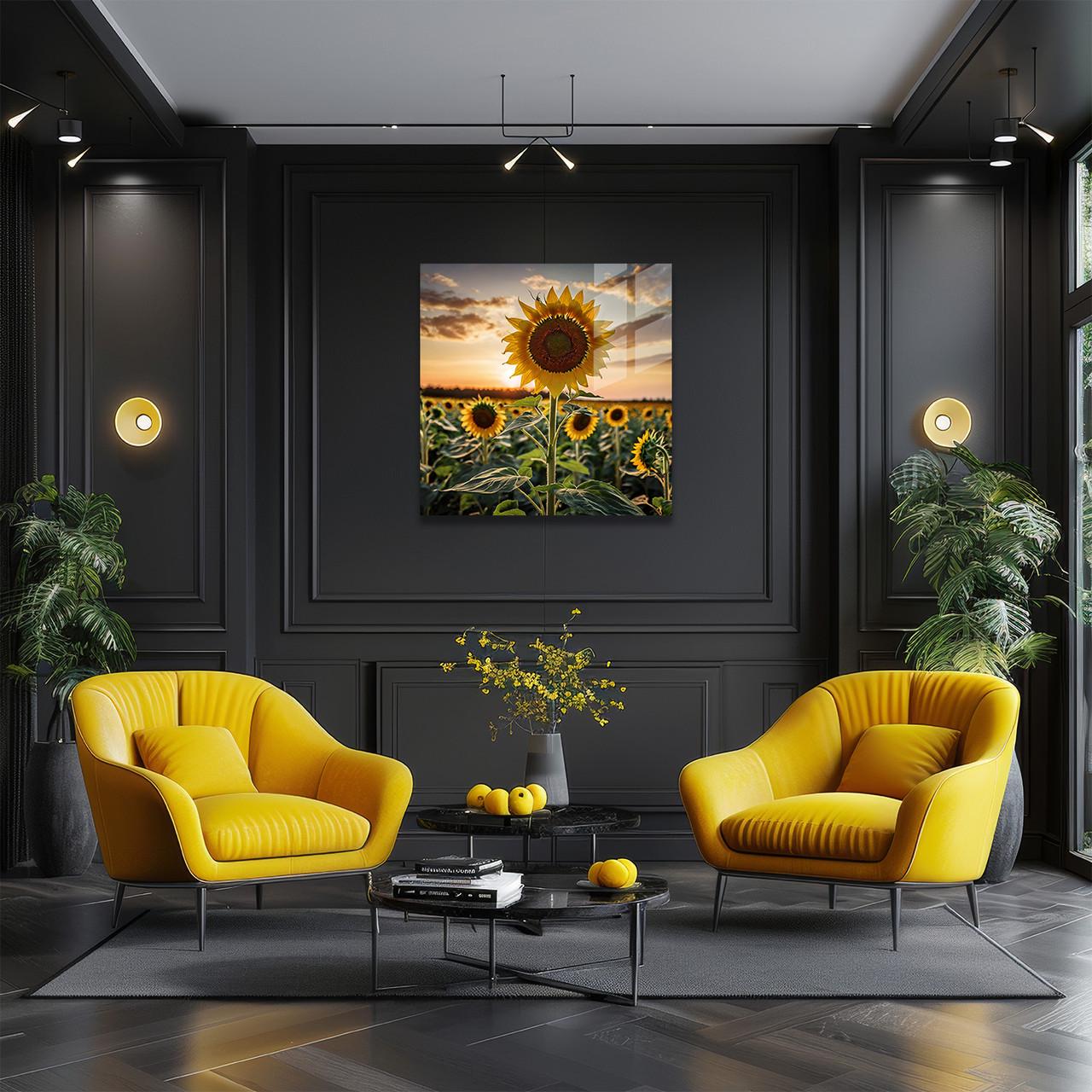 Картина на стекле NovellaPrint Подсолнухи на закате 70х70 см (495.2) - фото 3