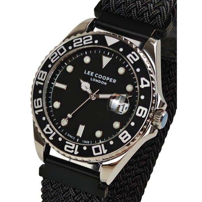 Часы мужские Lee Cooper Daytona Vibe 2 ремешки водостойкие со стальным корпусом 42х11 мм Серебро/Черный (150-96-2198)
