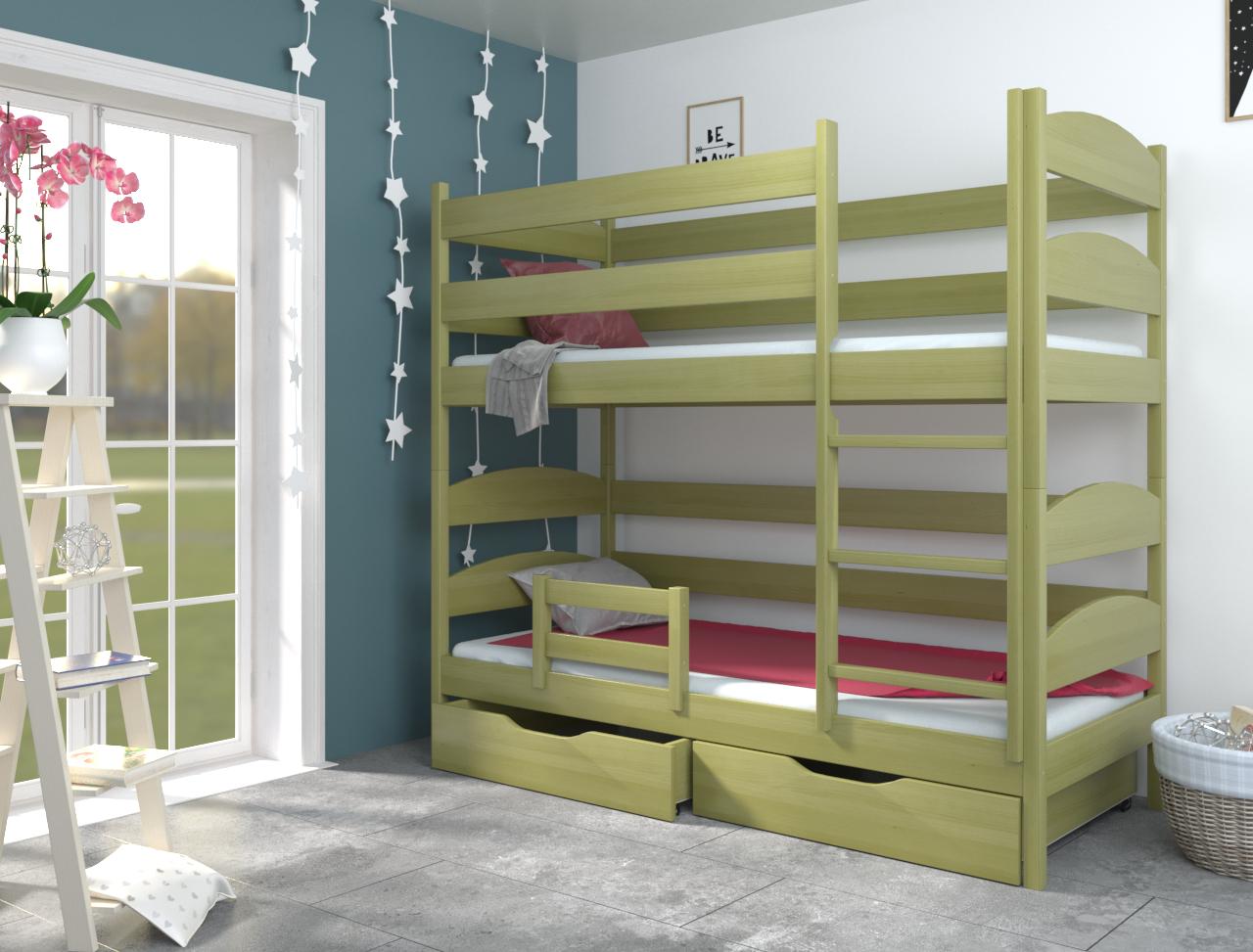 Кровать двухъярусная Luna mebli Лакки с бортиком/ящиками 90х200 см Хаки (38719)