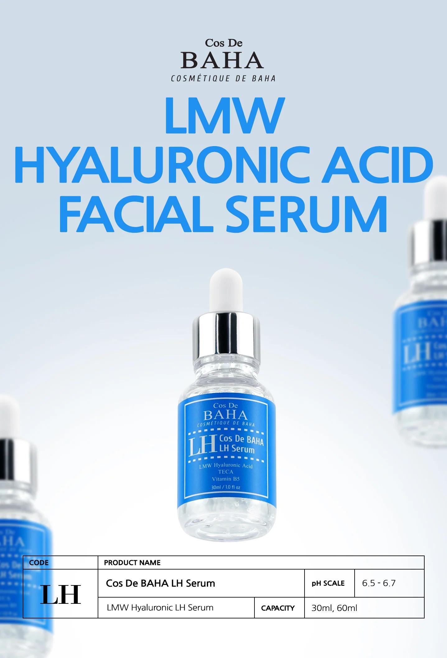 Сироватка з гіалуроновою кислотою Cos de Baha Low Molecular Hyaluronic Acid Serum Hydrating & Volumizing Serum 30 мл - фото 2 Сироватка з гіалуроновою кислотою Cos de Baha Low Molecular Hyaluronic Acid Serum Hydrating & Volumizing Serum 30 мл - фото 2