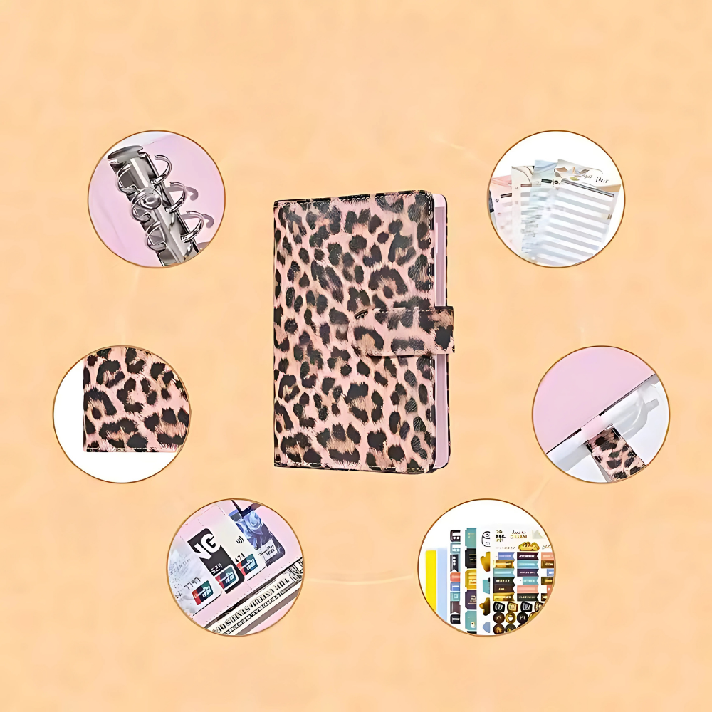 Блокнот-планер для грошей бюджету та зберігання фінансів з рожевим відтінком формат А6 Леопардовий - фото 6