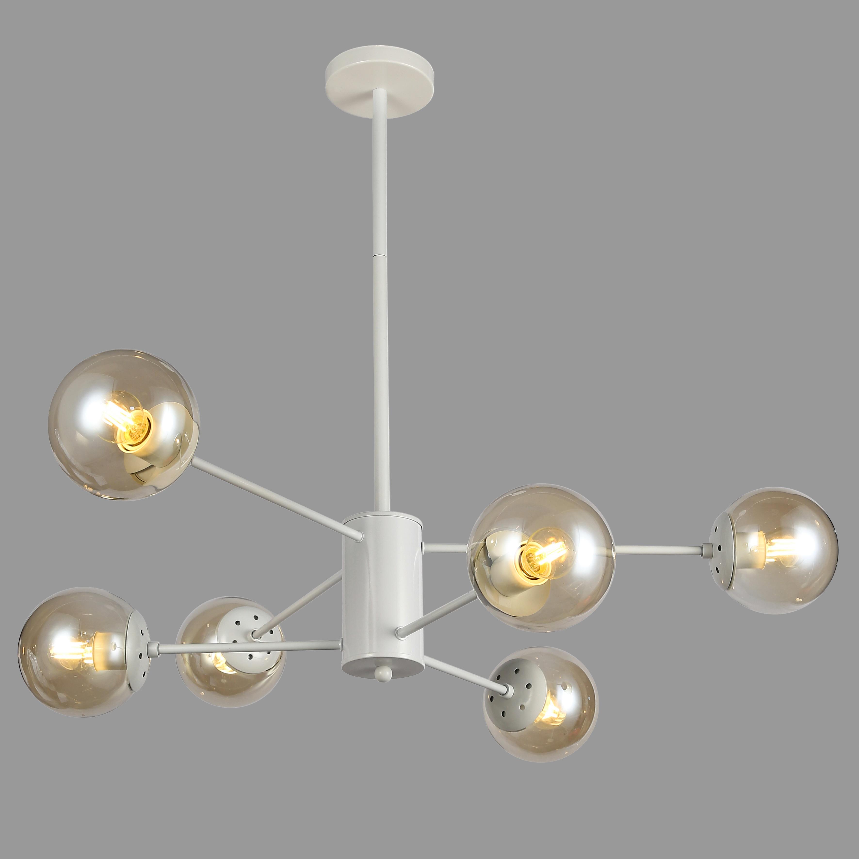 Люстра з кавових куль на 6 ламп Білий (52-6033-6 WH+BR)